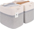 Medium and Large Woven Storage Baskets with Handles - Collapsible