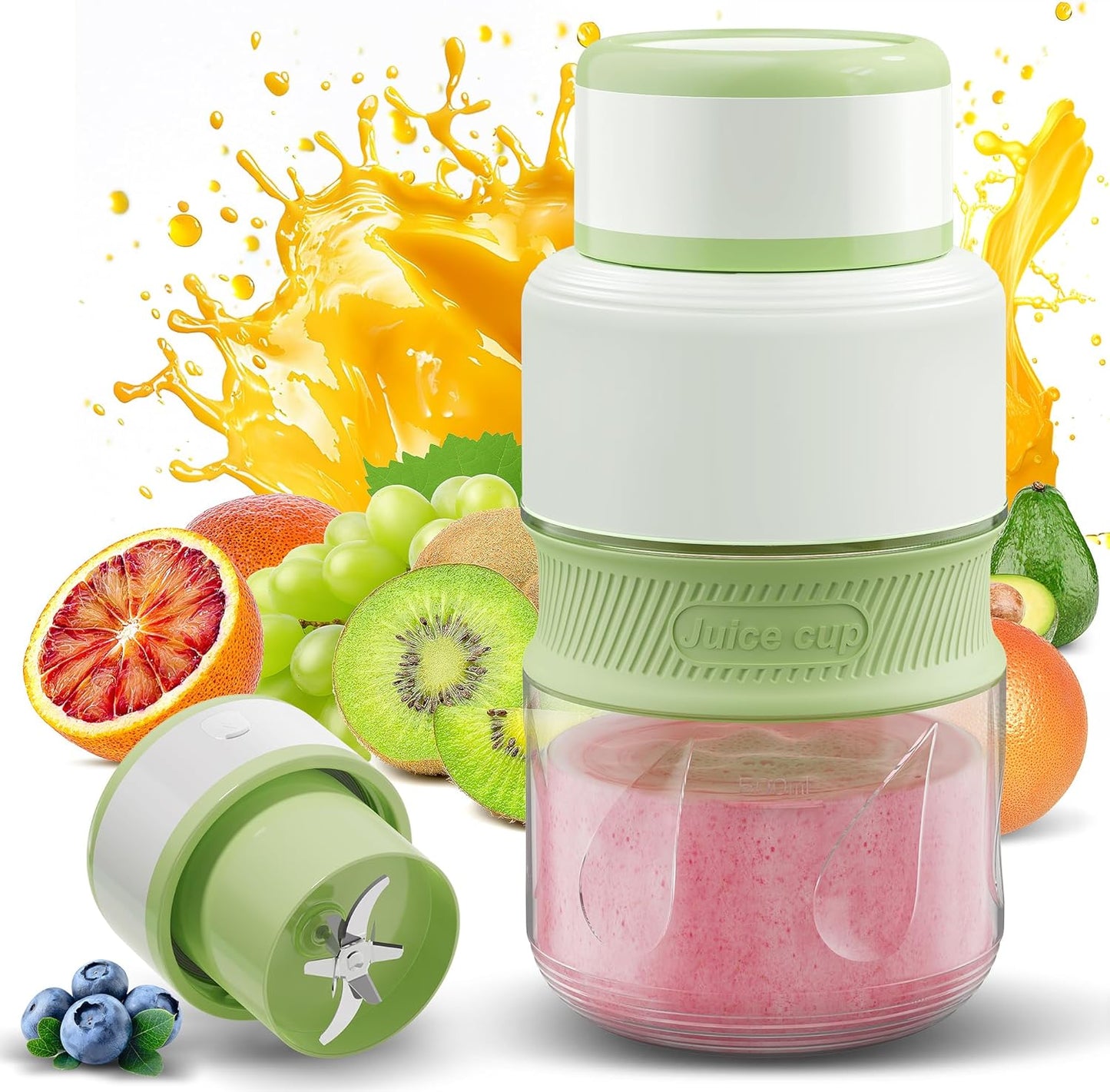Green Portable 34oz USB Blender - 10 Blade Strong - Shake & Smoothies