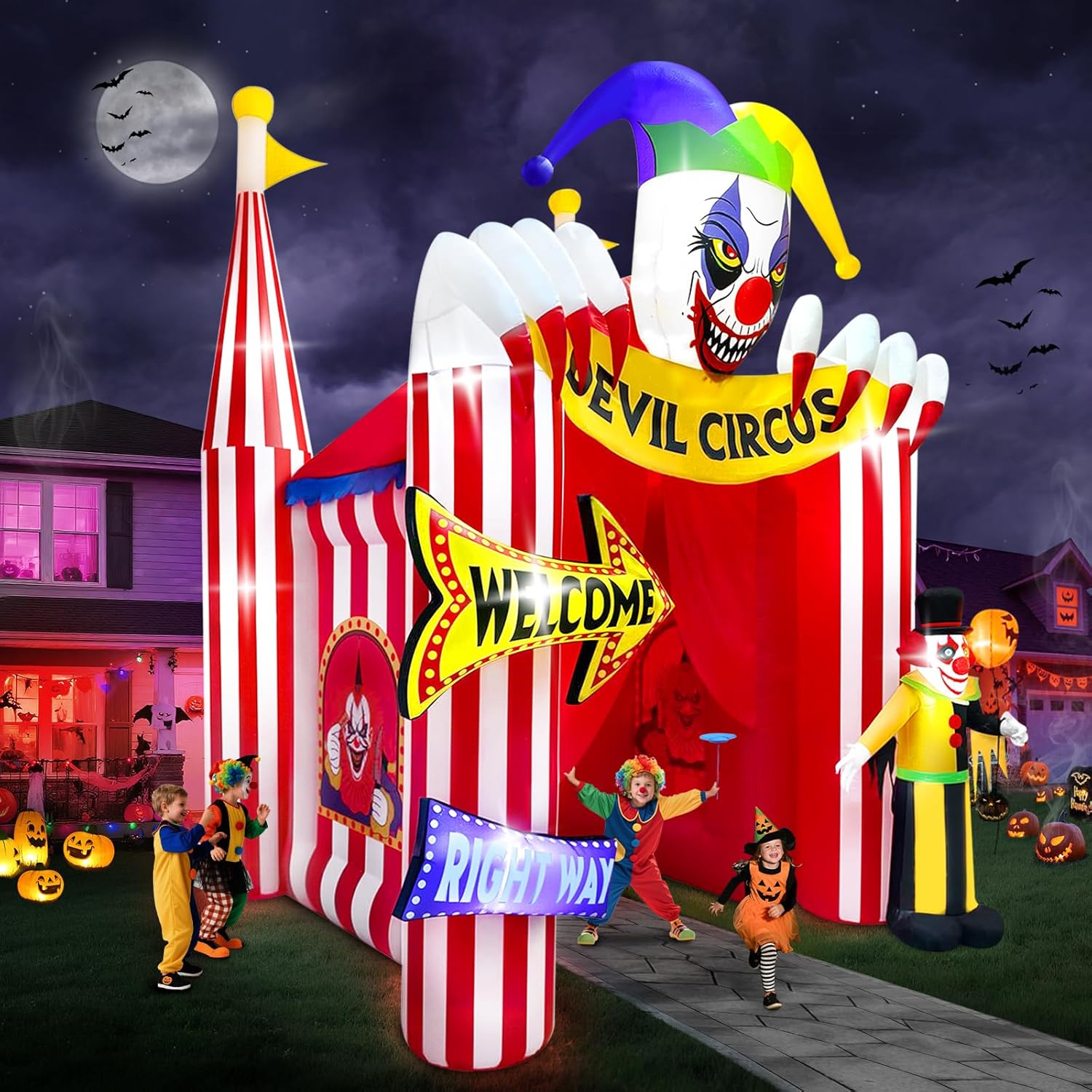 Kalolary 12FT Halloween Inflatables Clown Circus Archway Decor