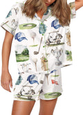 Satin Pajamas for Women Set with Sport Ball Print by SHESHOW