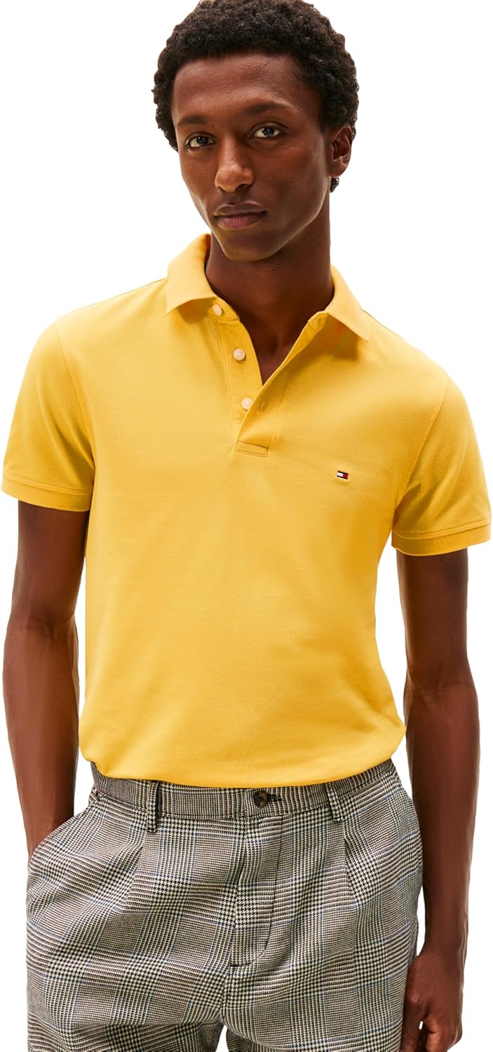 Tommy Hilfiger Men's Slim Fit Polo Shirts with Organic Cotton