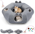 Summer Linen Cat Tunnels with Cooling Central Bed - Interactive Play