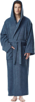 Arus Men's Hooded Classic Bathrobe Turkish Cotton Robe - Soft beach