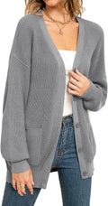 QUALFORT Women's 100% Cotton Cardigan Sweaters for Women Button Down