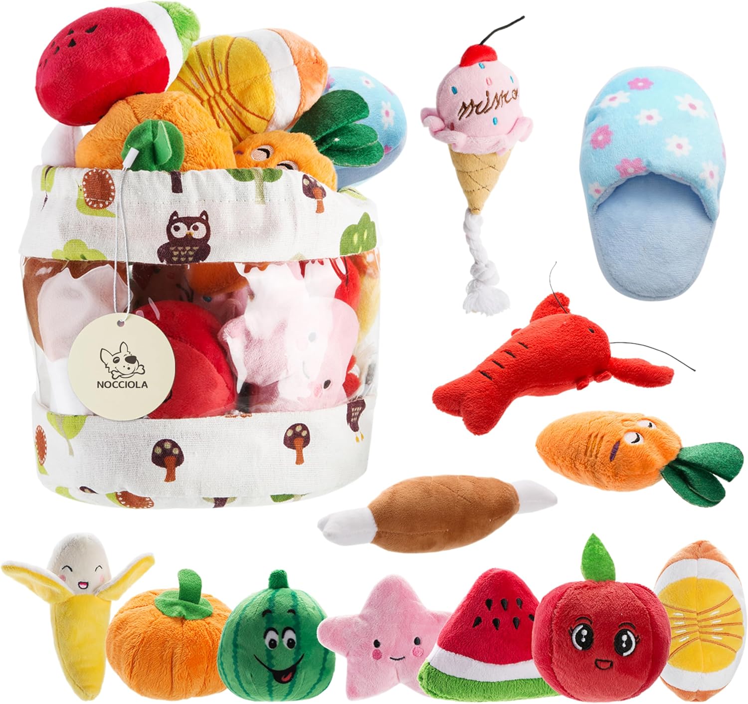 12pc Nocciola Squeaky Dog Toys Set - Perfect for Small/Medium Dogs!