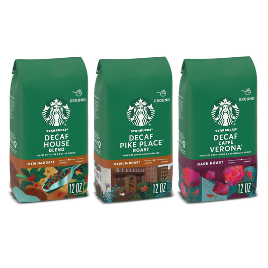 Starbucks Decaf Ground Coffee Variety Pack, 3 Bags