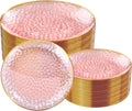 Clear Pink Gold Plastic Plates with Gold Rim - Elegant Disposable