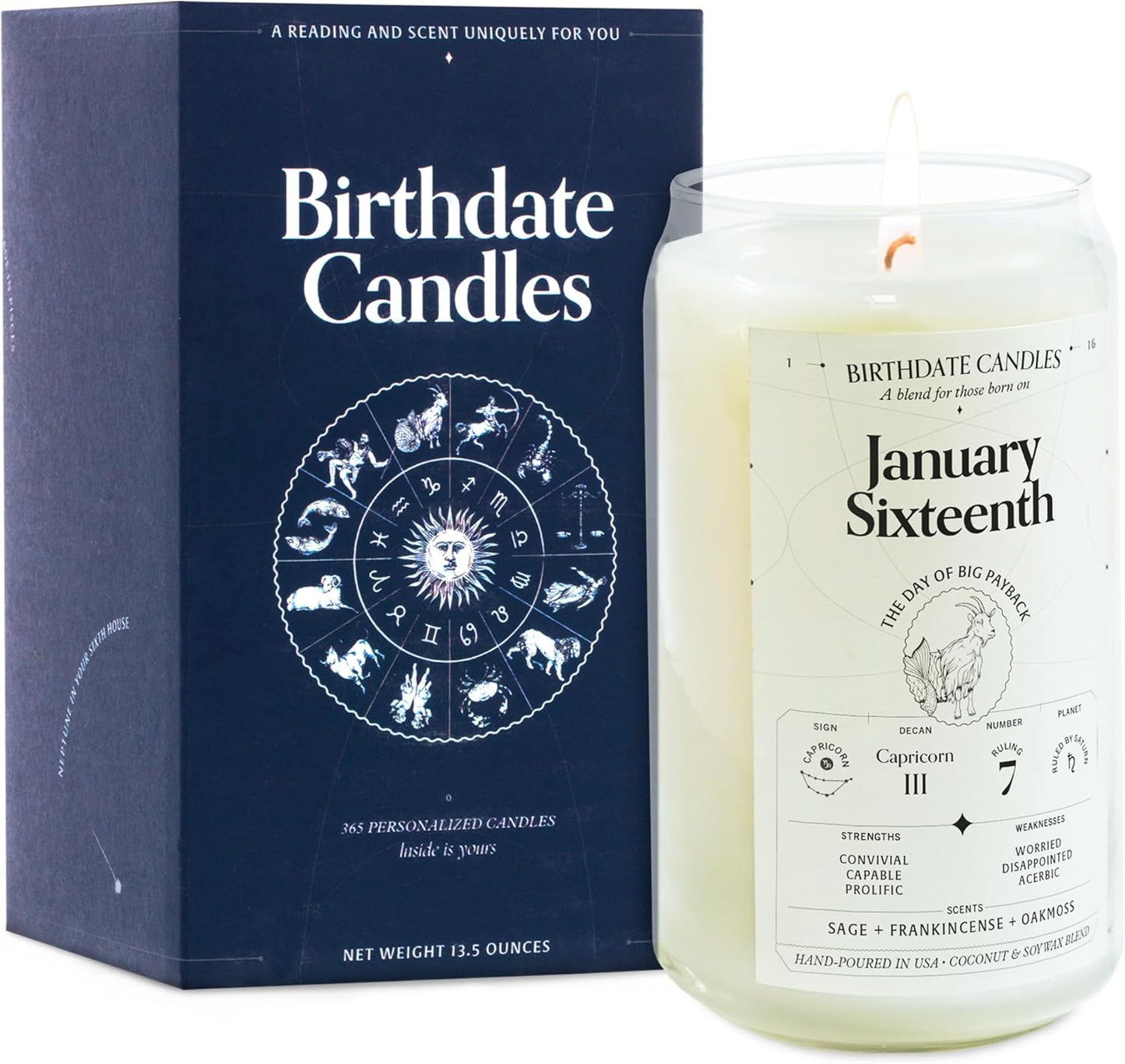 Capricorn Zodiac Birthday Candle for January 16 - Unique Gift