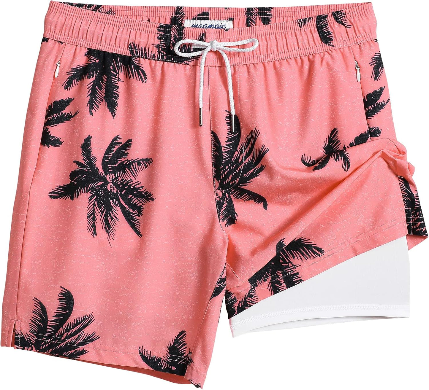 2 in 1 Mens Swim Trunks with Compression Liner for Comfort