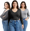 Emmalise Women's Vneck Long Sleeve Tee - Fitted Stretch Comfort