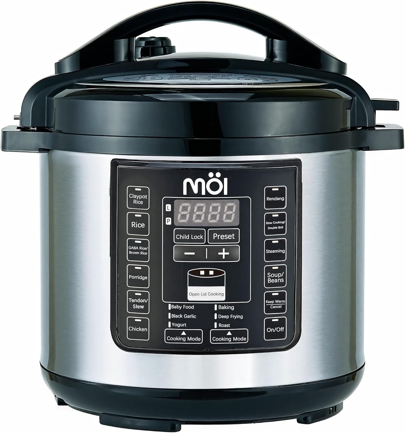 MOI Digital Electric Pressure Cooker - 12 Cooking Settings, 24-Hour Timer, 5.2qt