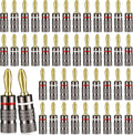 Konohan 20 Pairs 4mm Gold Plated Banana Plugs - Secure Dual Screw