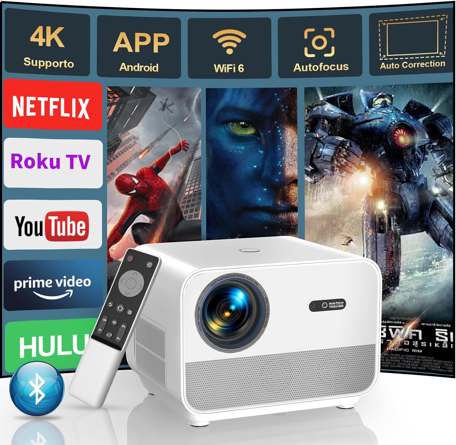 FunFlix A1 4K Projector: Crystal Clear 1080P with Auto Focus
