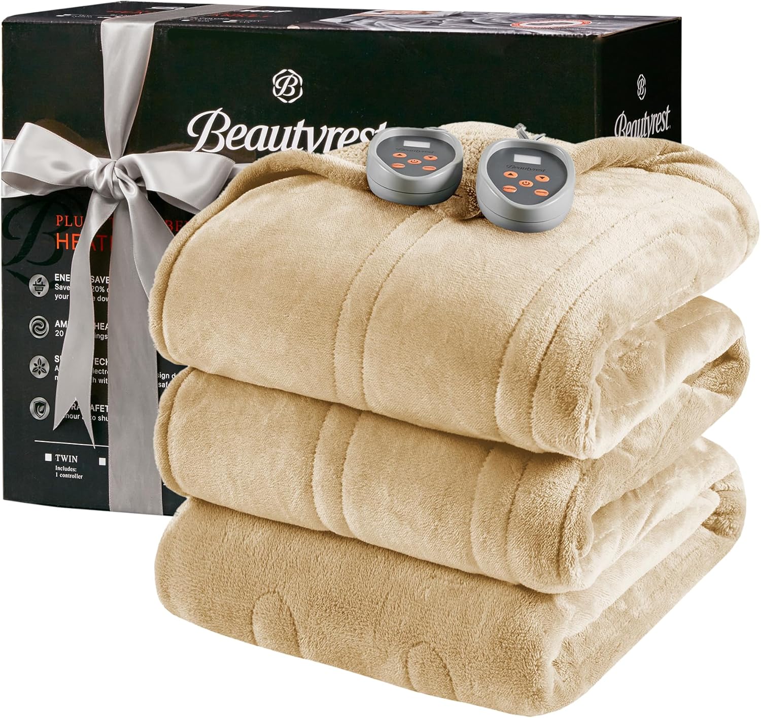 Beautyrest Heated Blanket - Soft Reversible Plush Queen Size