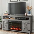 Fireplace TV Stand for 65+ in with Storage and Farmhouse Doors - Cozy
