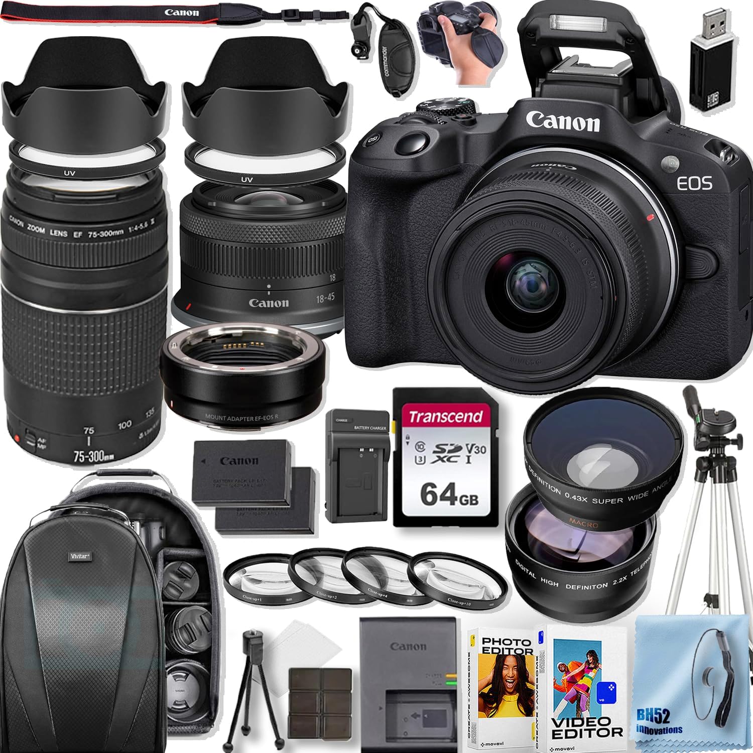 Canon EOS R50 Mirrorless Camera with Versatile Lens Bundle