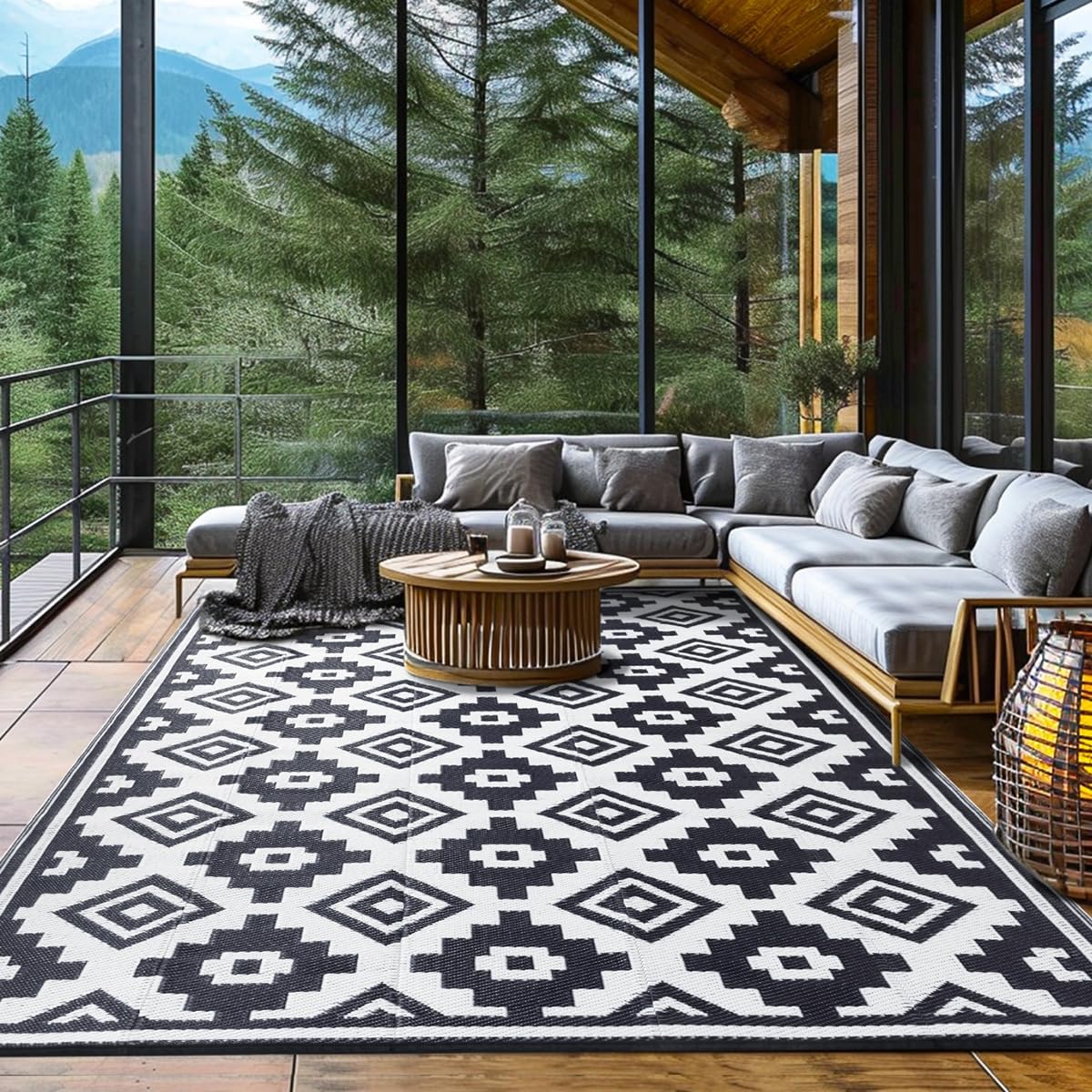 Shilucheng Outdoor Rug 9ftx12ft - Waterproof Reversible Mat