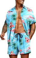 Men's Hawaiian Matching Set Summer Beach 2-Piece Outfit - Floral