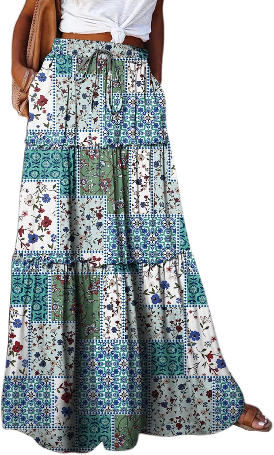 Boho Floral Print Maxi Skirt for Women - Stylish and Comfortable