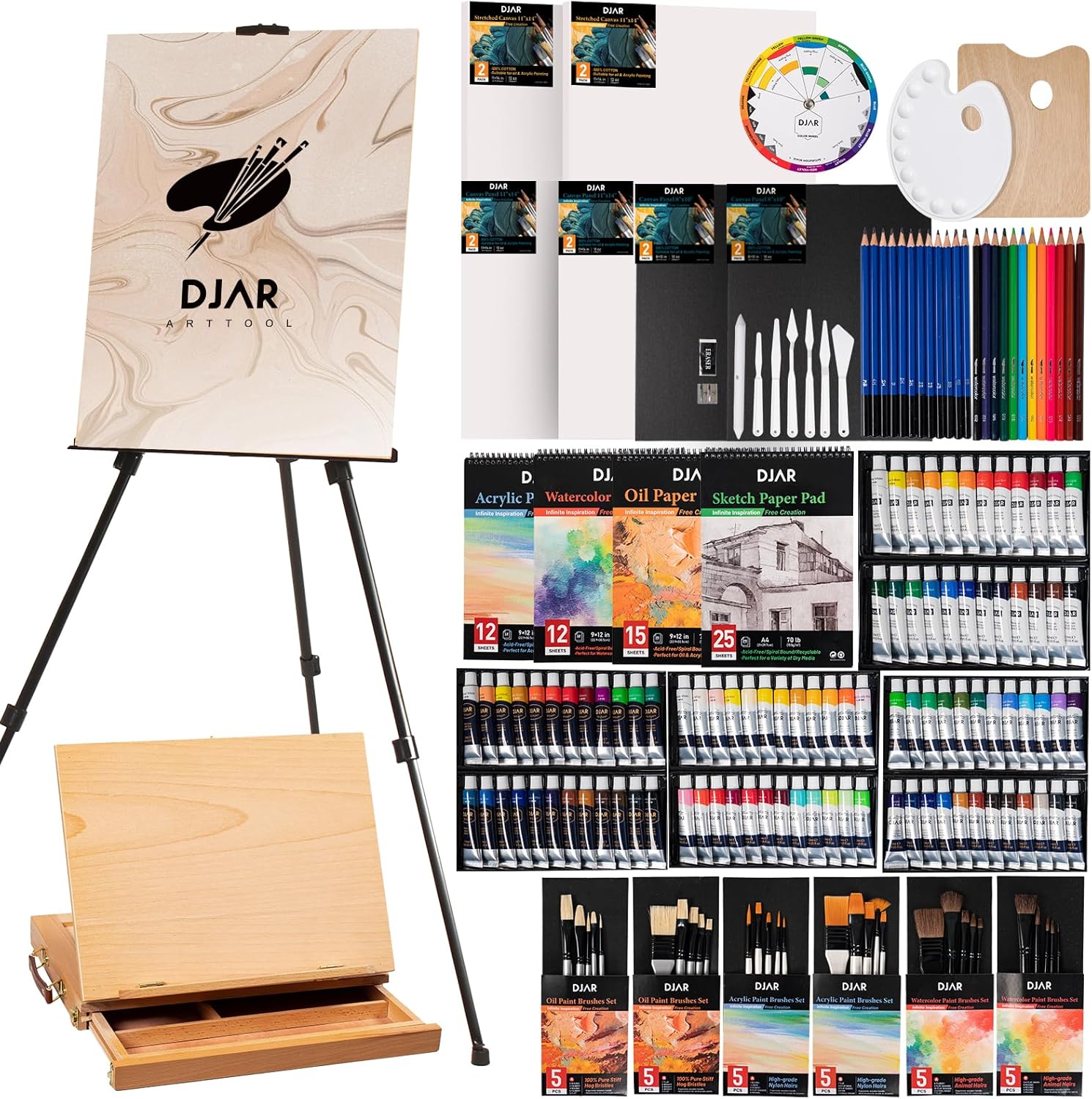 DJAR 174pcs All-in-One Art Painting Set for Every Artist