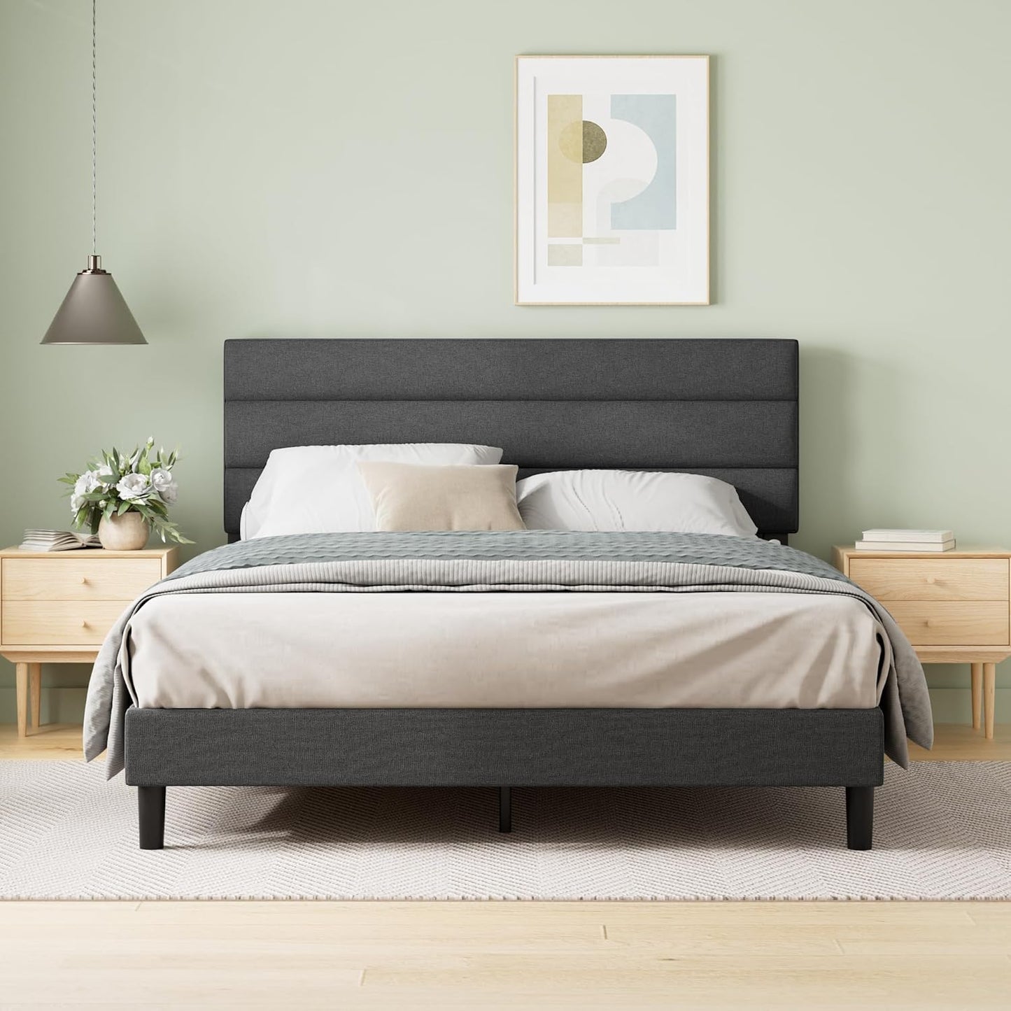 ZINUS Queen Piper Upholstered Platform Bed with Headboard