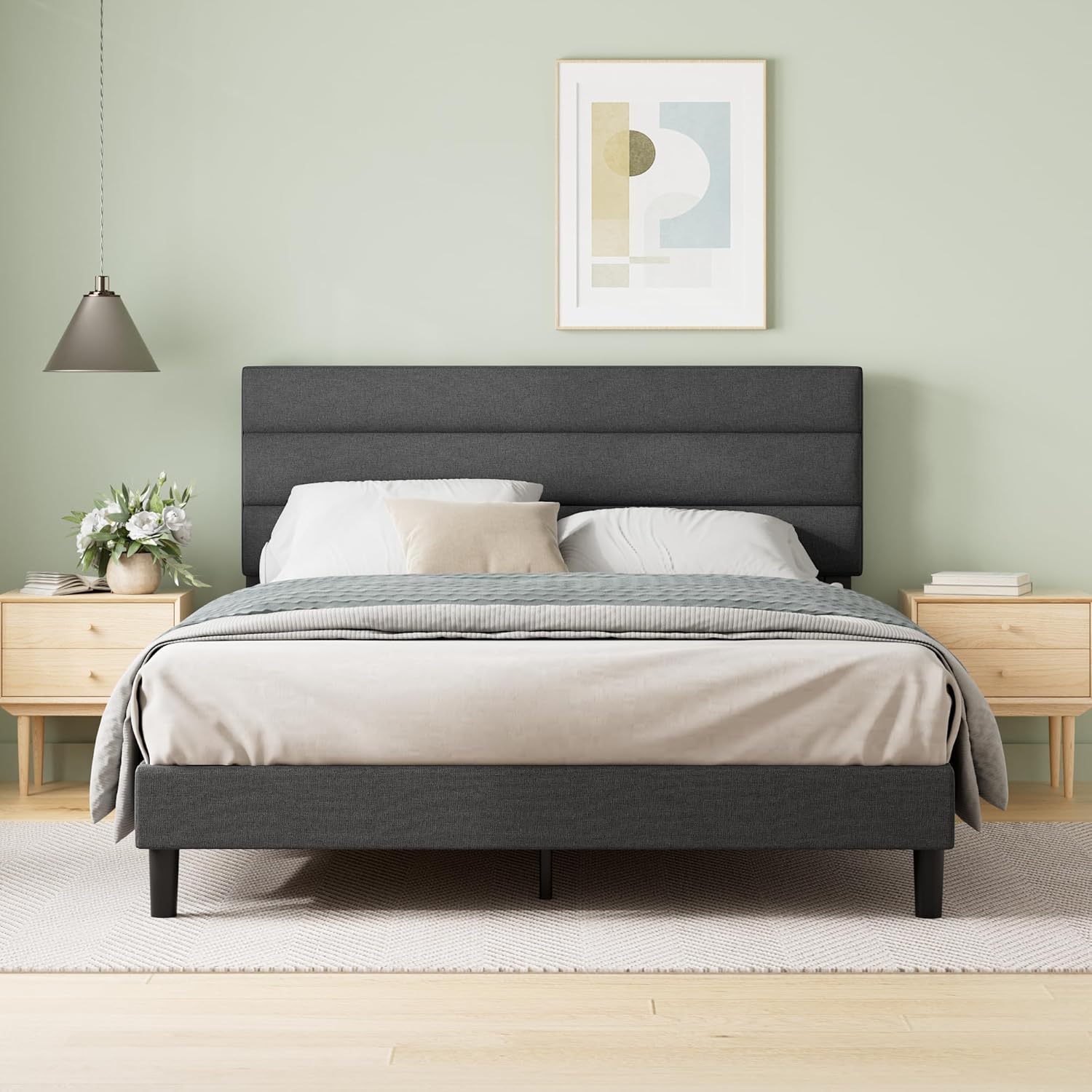 ZINUS Queen Piper Upholstered Platform Bed with Headboard