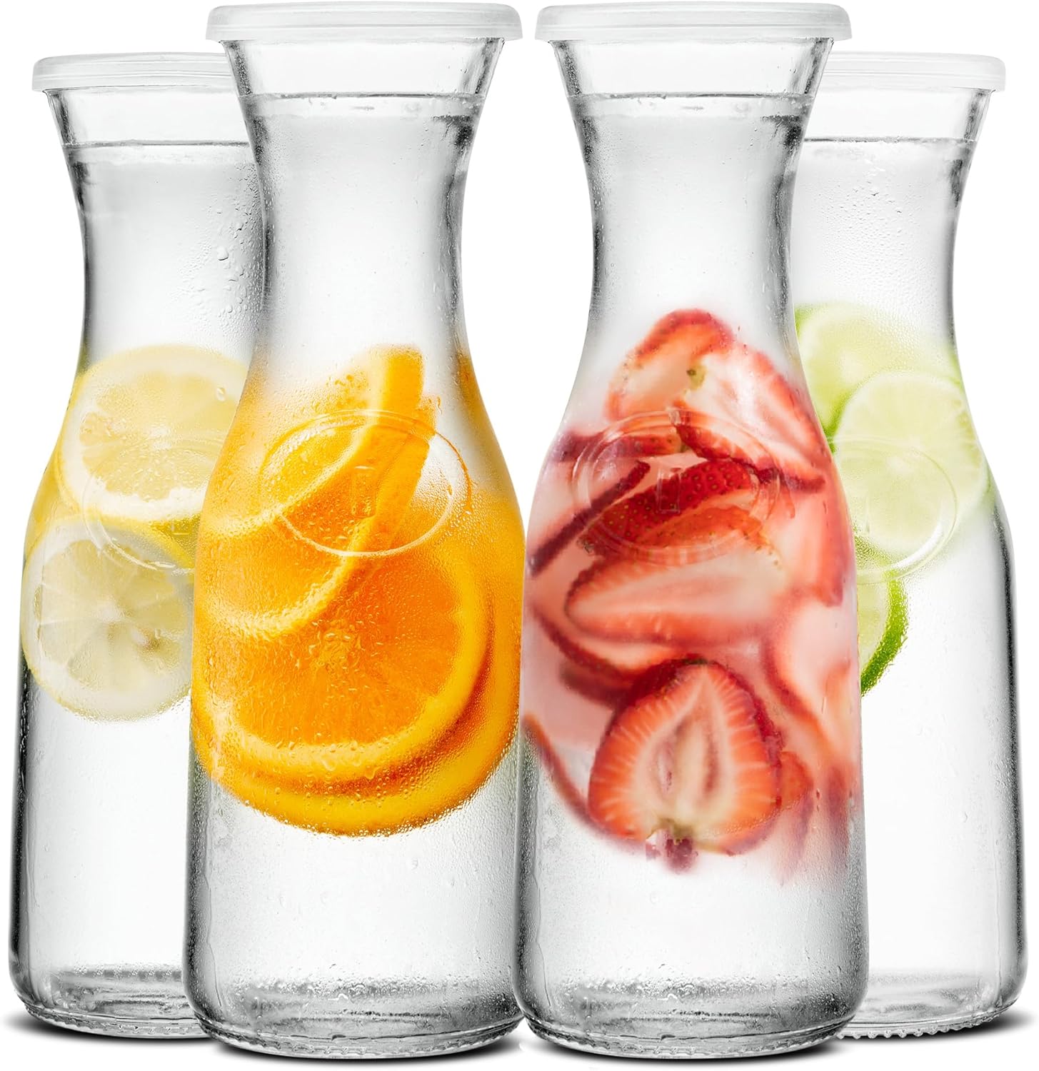 Kook Glass Carafe Set of 4 - Elegant Drink Dispensers for Parties
