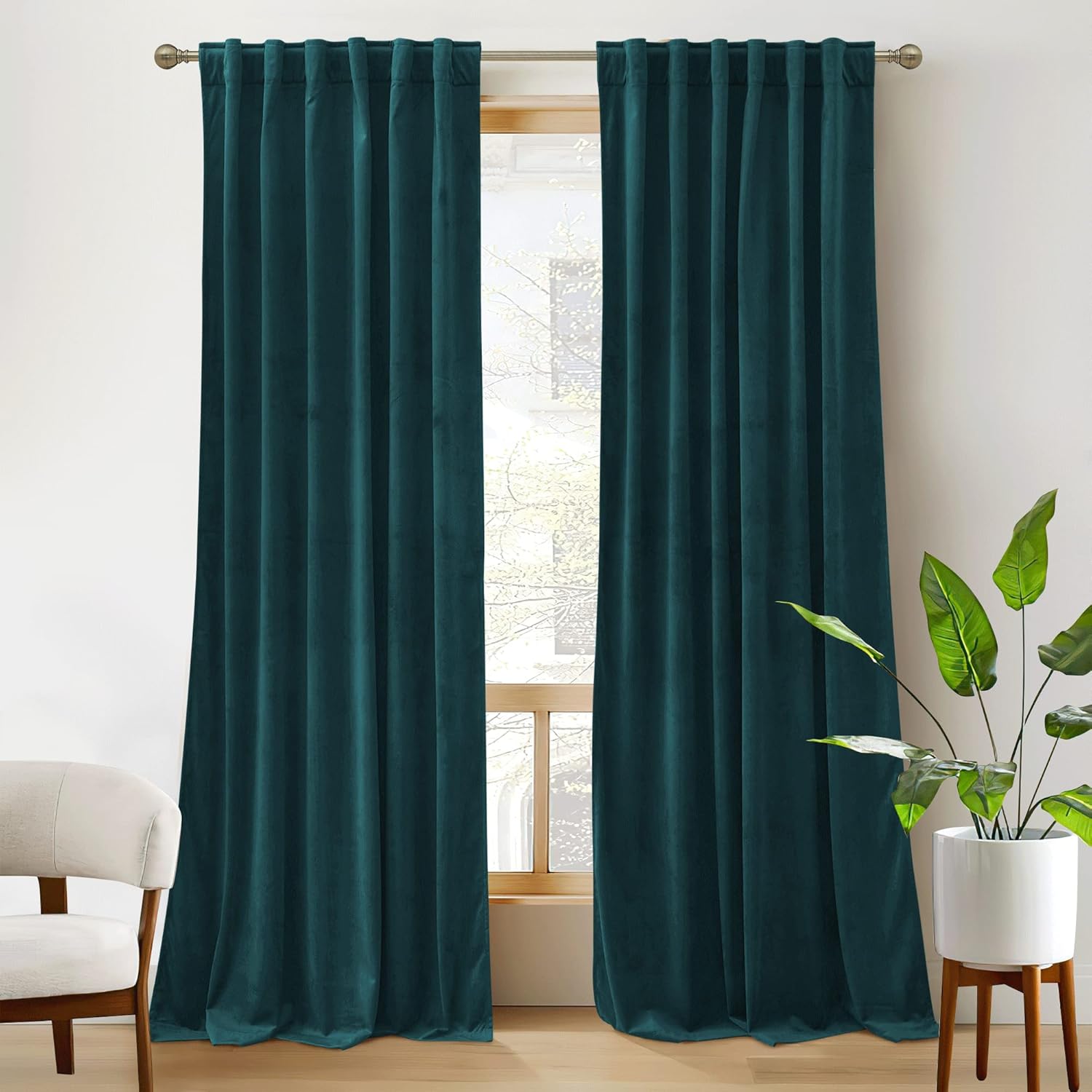 RYB HOME Velvet Curtains for Room Darkening and Privacy