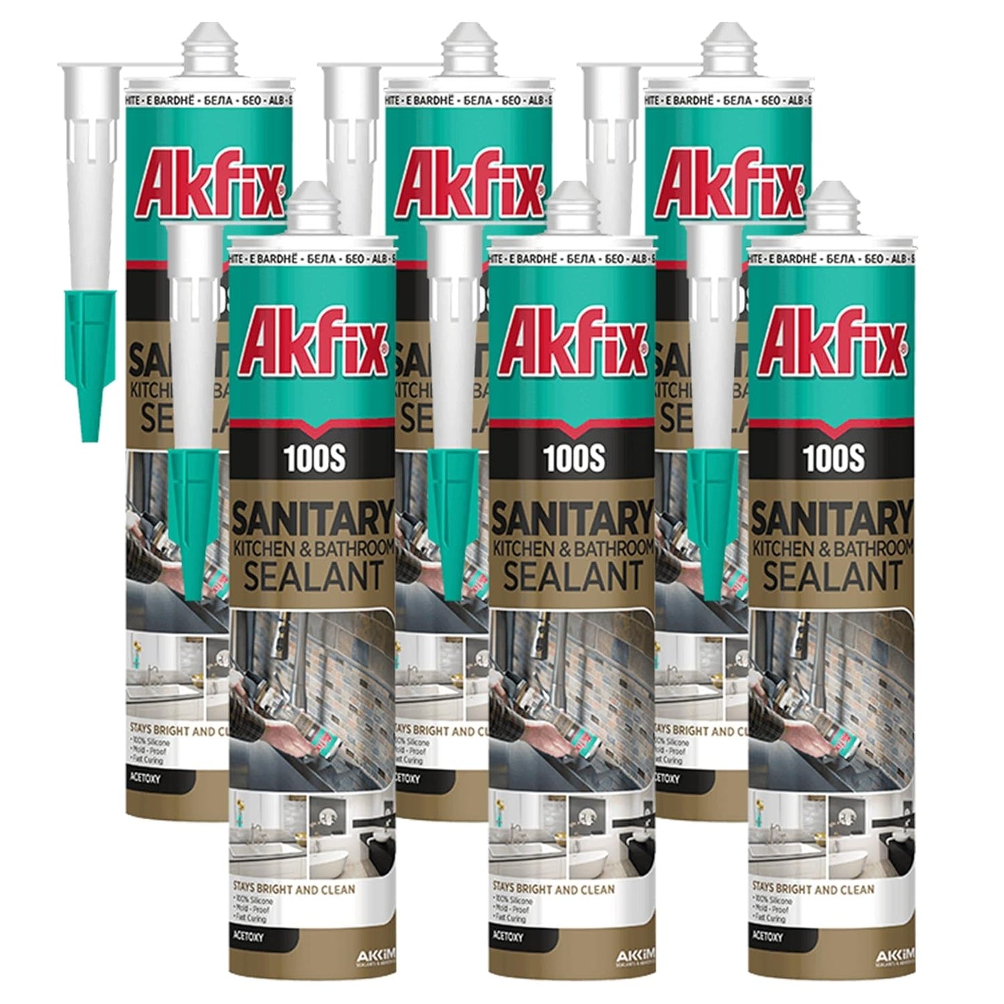 Akfix 100S RTV White Silicone Caulk for Kitchen and Bathroom