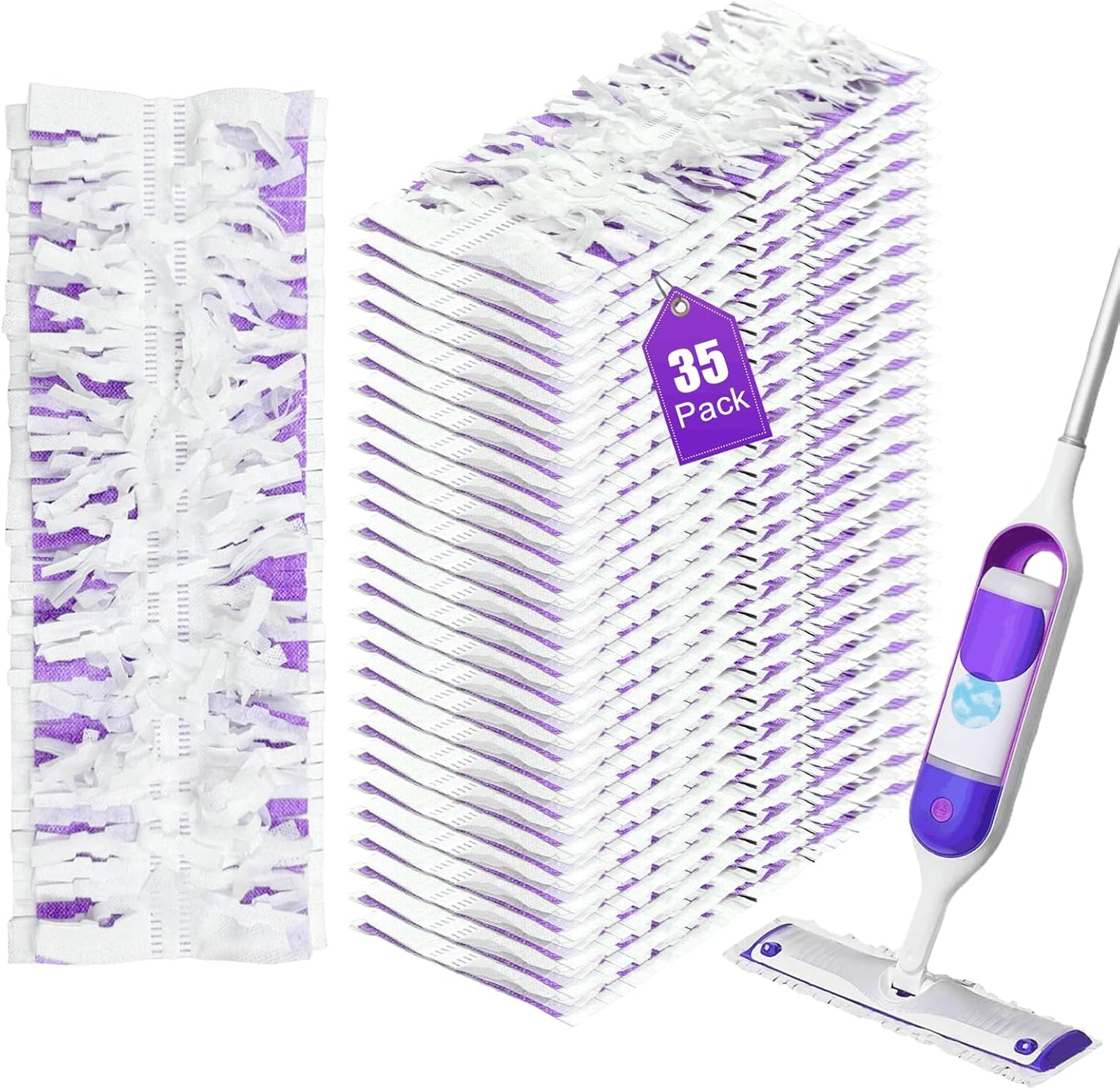 35 Pack Wet & Dry Power Mop Refills for Multi-Surface Floors