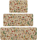 Artoid Mode Mushrooms Butterfly Kitchen Mats Set of 3