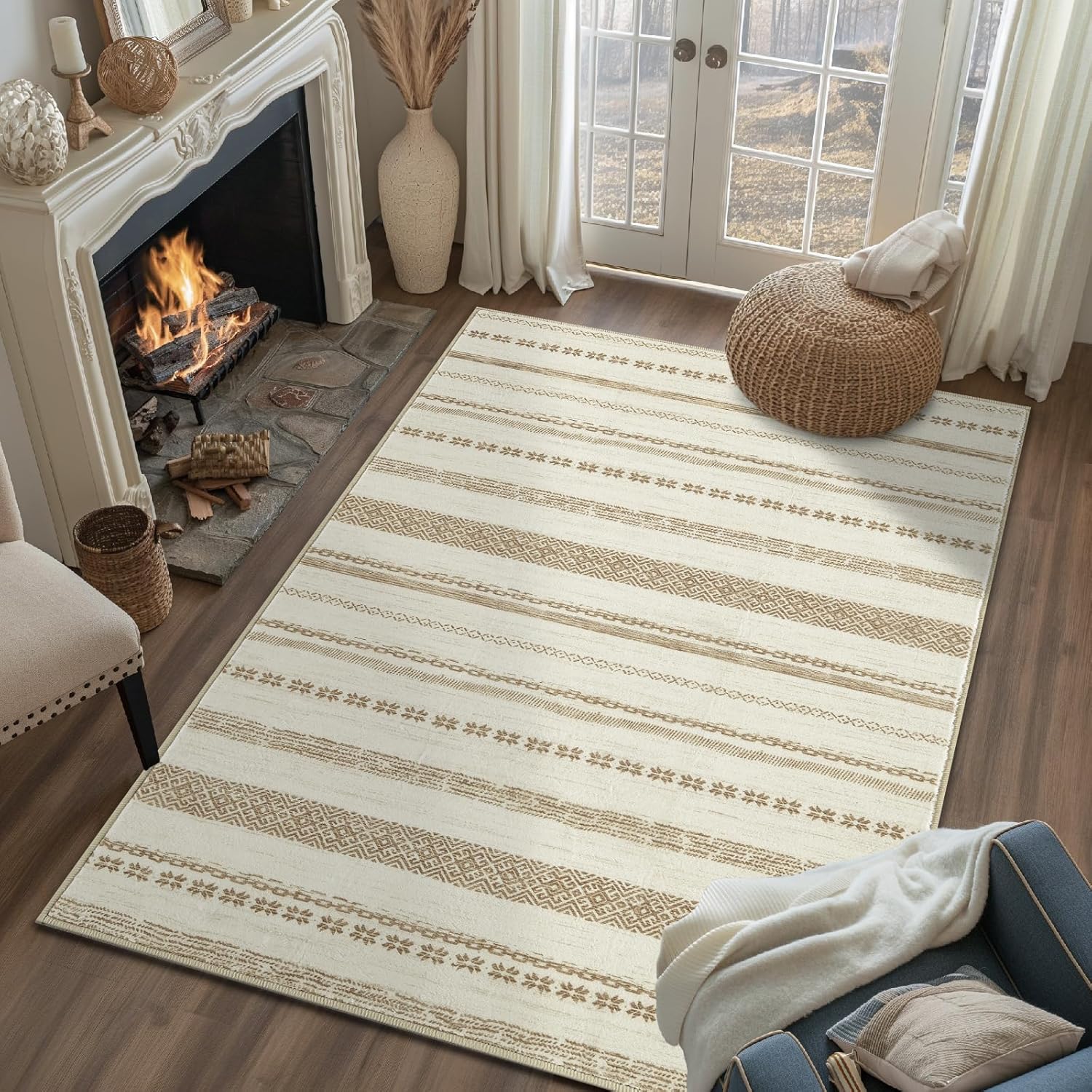jinchan Moroccan Boho 3x5 Area Rug - Soft Non-Slip Carpet