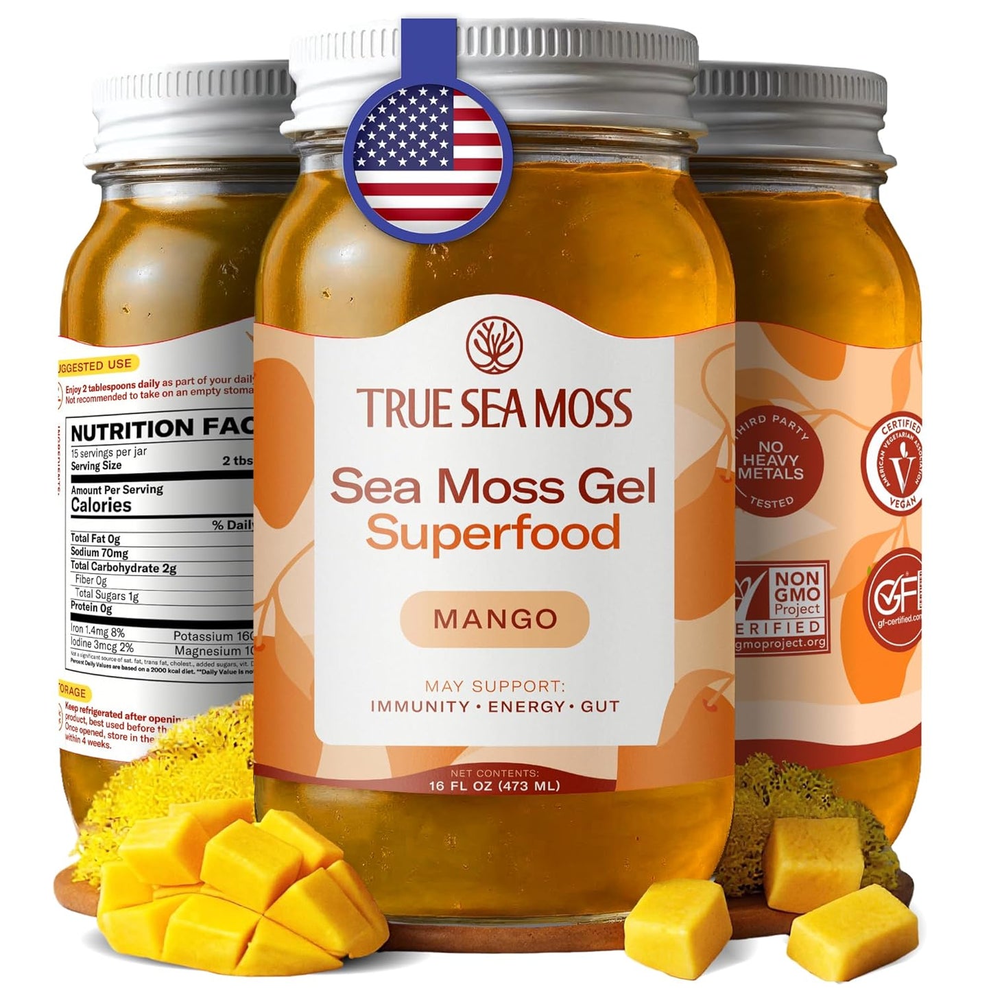 TrueSeaMoss Sea Moss Gel with Mango for Health and Wellness