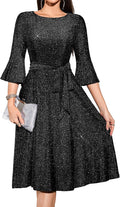 Women's Church Dresses Vintage Bell Sleeve Midi Dress (Style WWJ3)