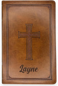 Personalized KJV Deluxe Holy Bible Honey Brown Faux Leather - Custom