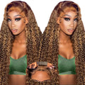 Highlight Ombre Curly Lace Front Wig Human Hair for Women