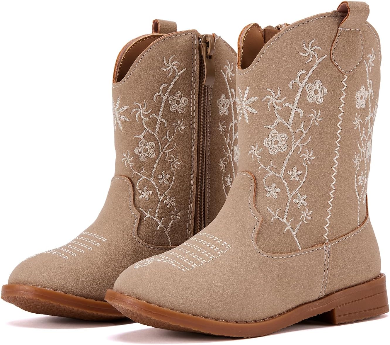 Toddler Girls Cowboy Boots with Side Zipper for All Seasons