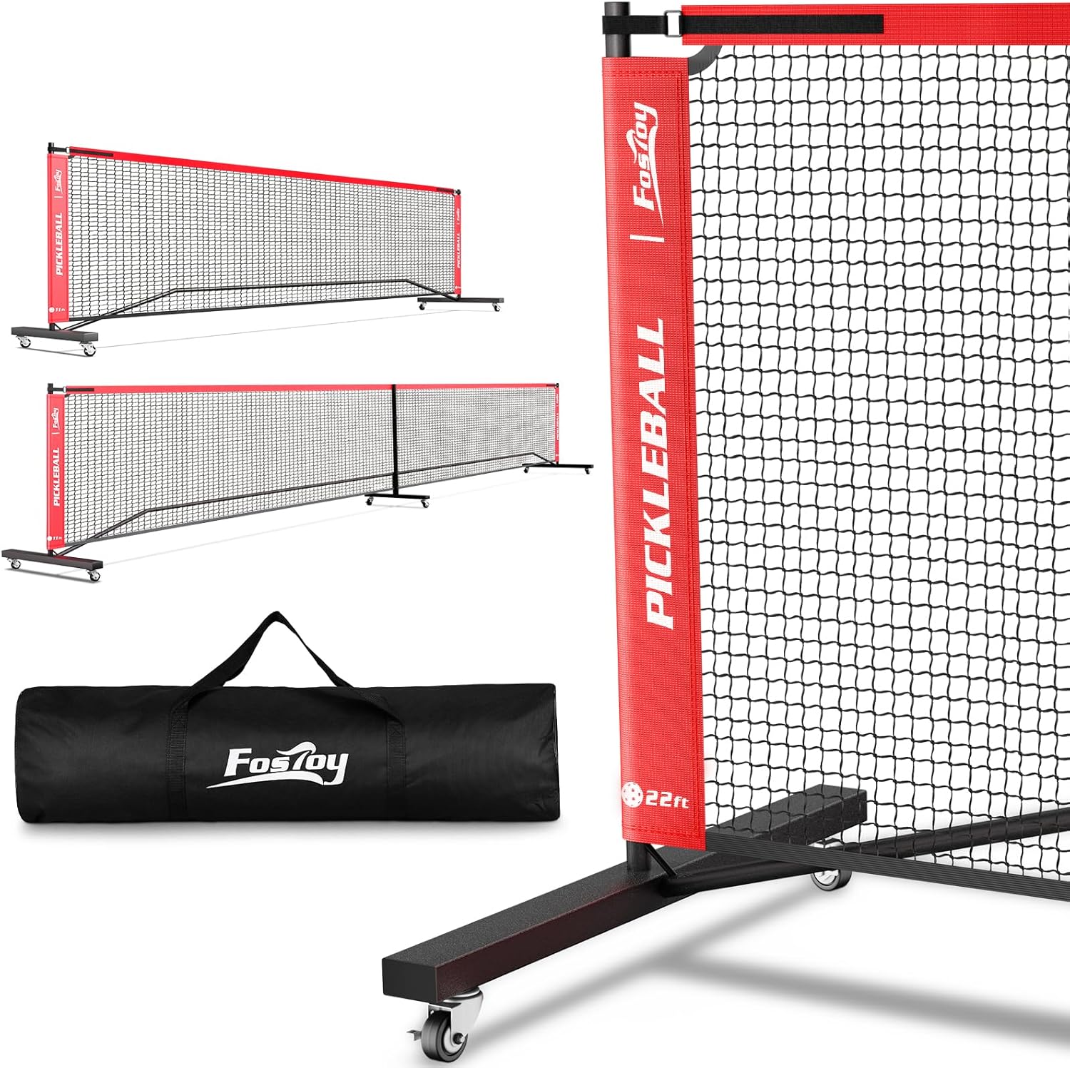 Portable Pickleball Net Set with Wheels for All Skill Levels