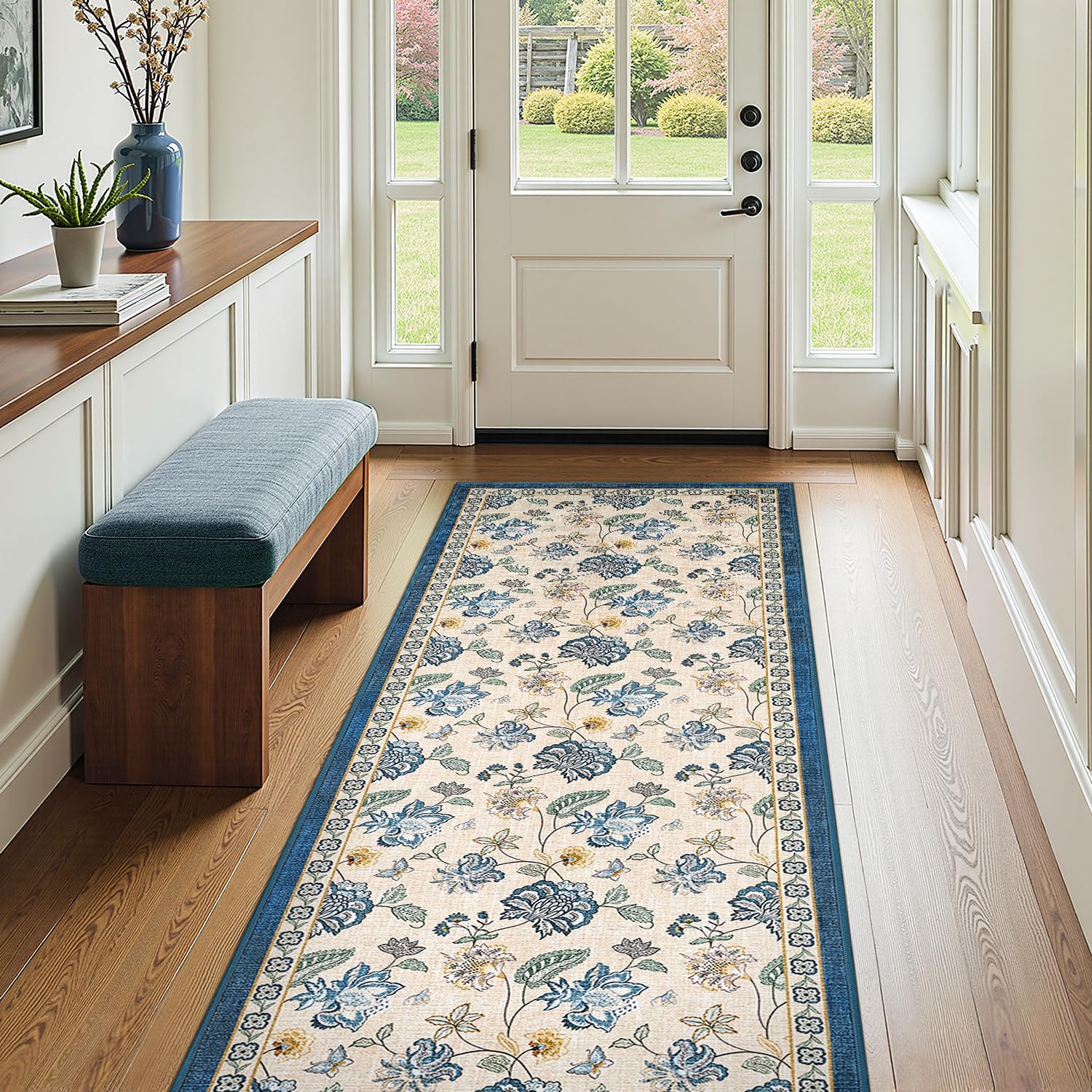Floral Runner Rug for Hallway by jinchan - Vintage Charm
