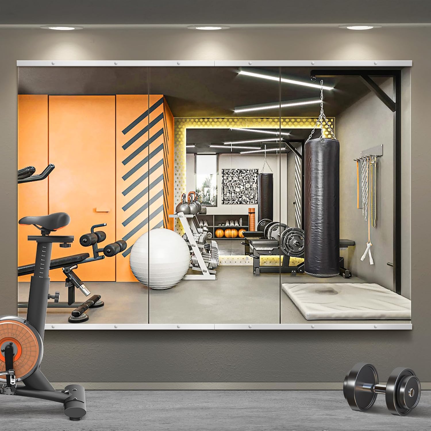 Home Gym Mirror for Wall - 48x24 in Full Length Glass Set