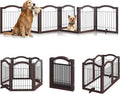 144 in Wide Folding Dog Gate with Walk-Through Door - Espresso