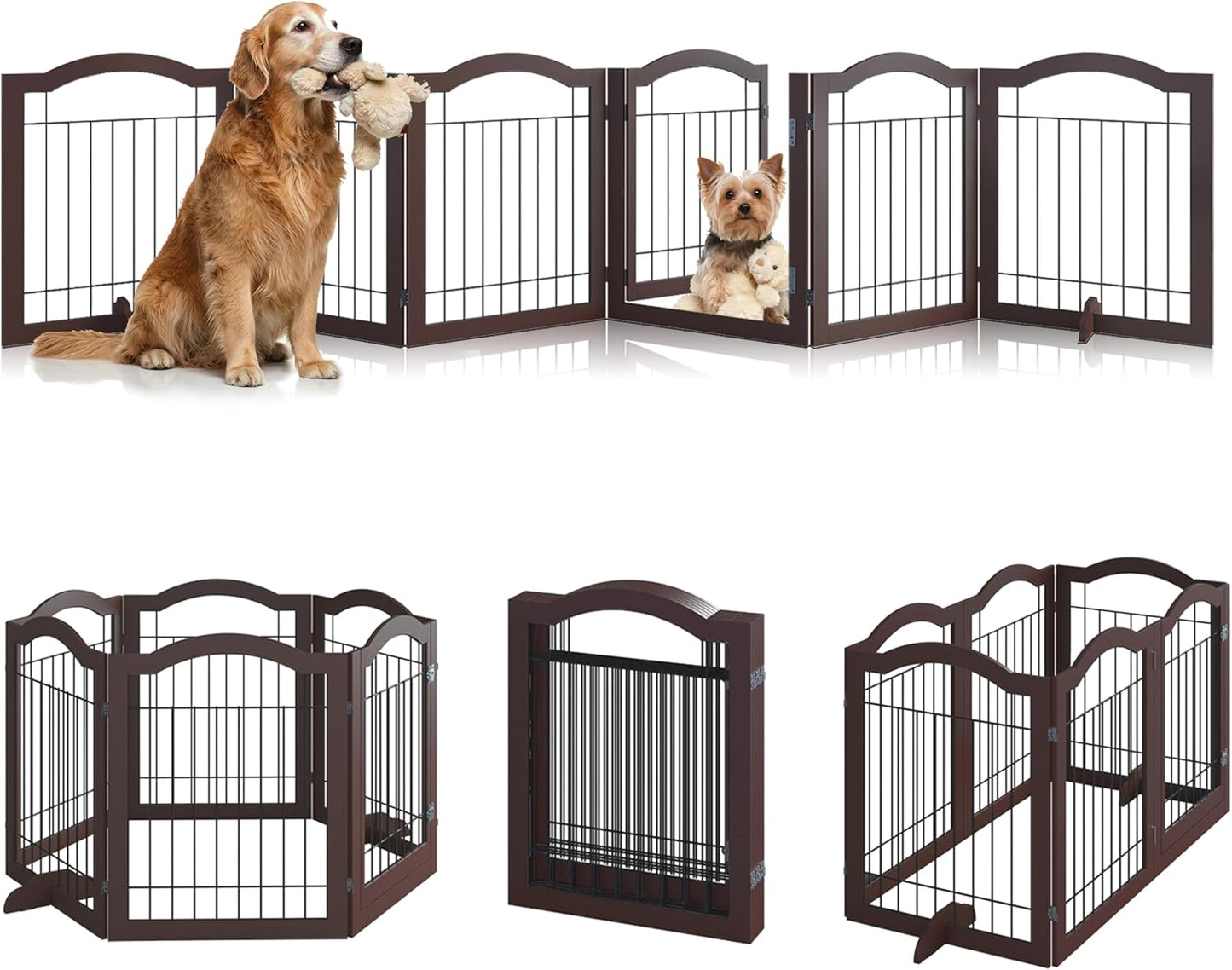 Vantas Folding No-Assembly Dog Door Pet Gate for Safety