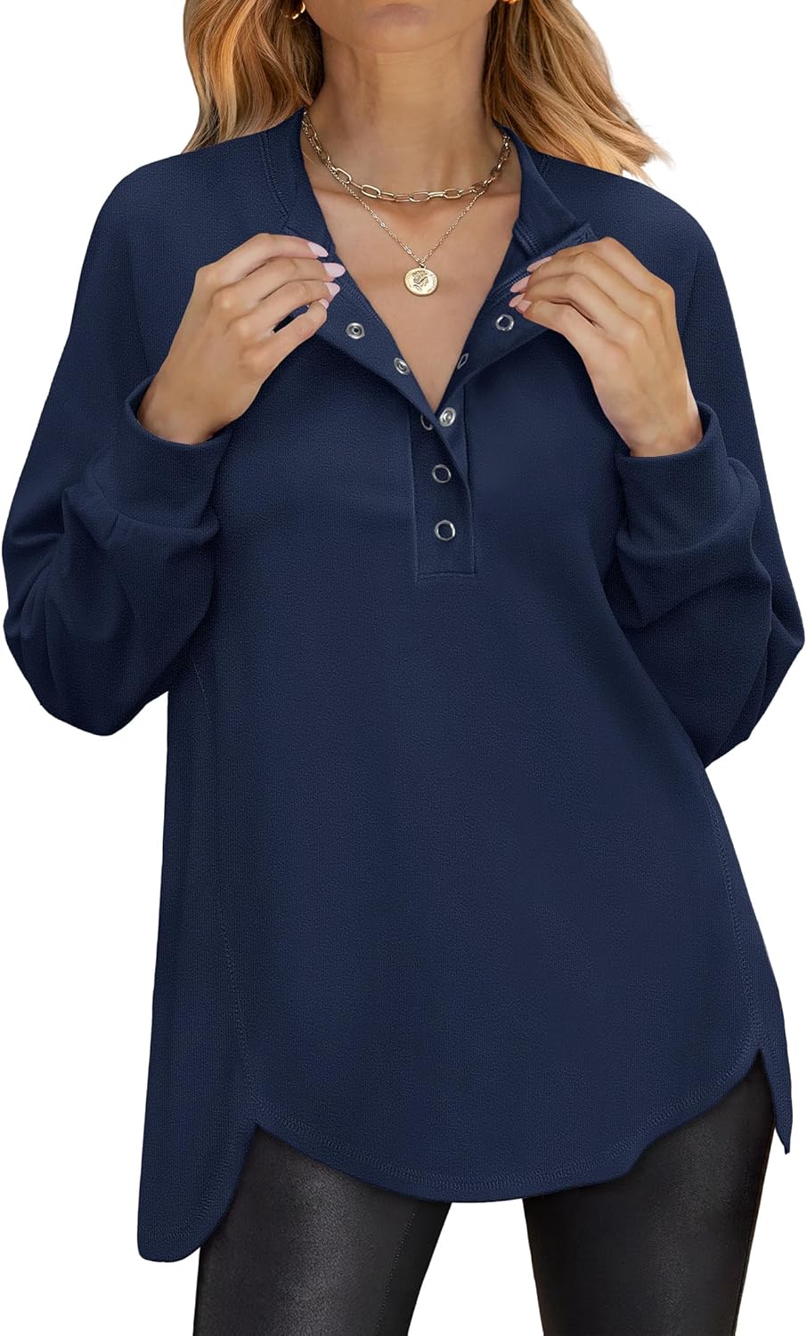 ANRABESS Women's Long Sleeve Henley Tops for Casual Style