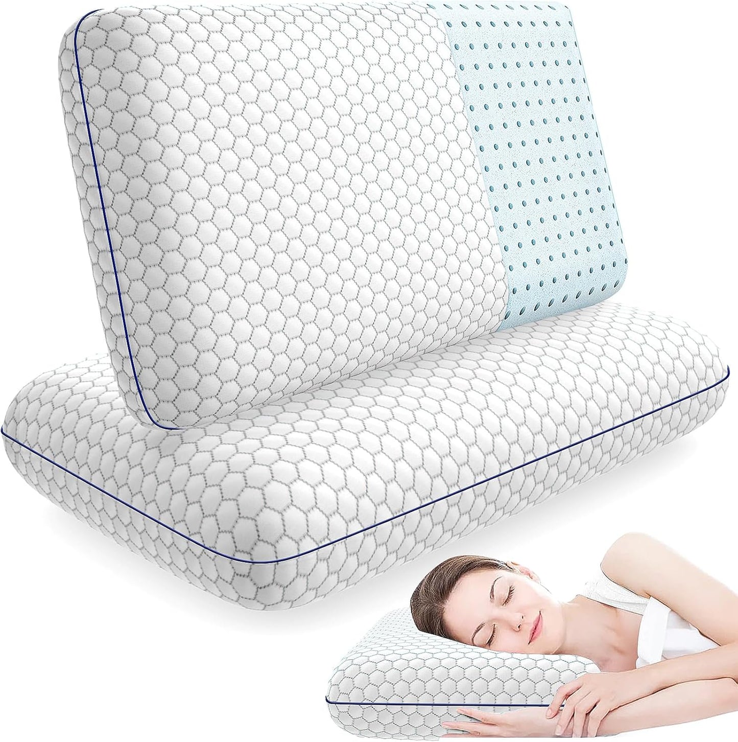 Memory Foam Pillows for Side, Back and Stomach Sleepers Set