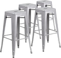 Flash Furniture Lily 4 Pack 30in Backless Metal Barstool - Stackable