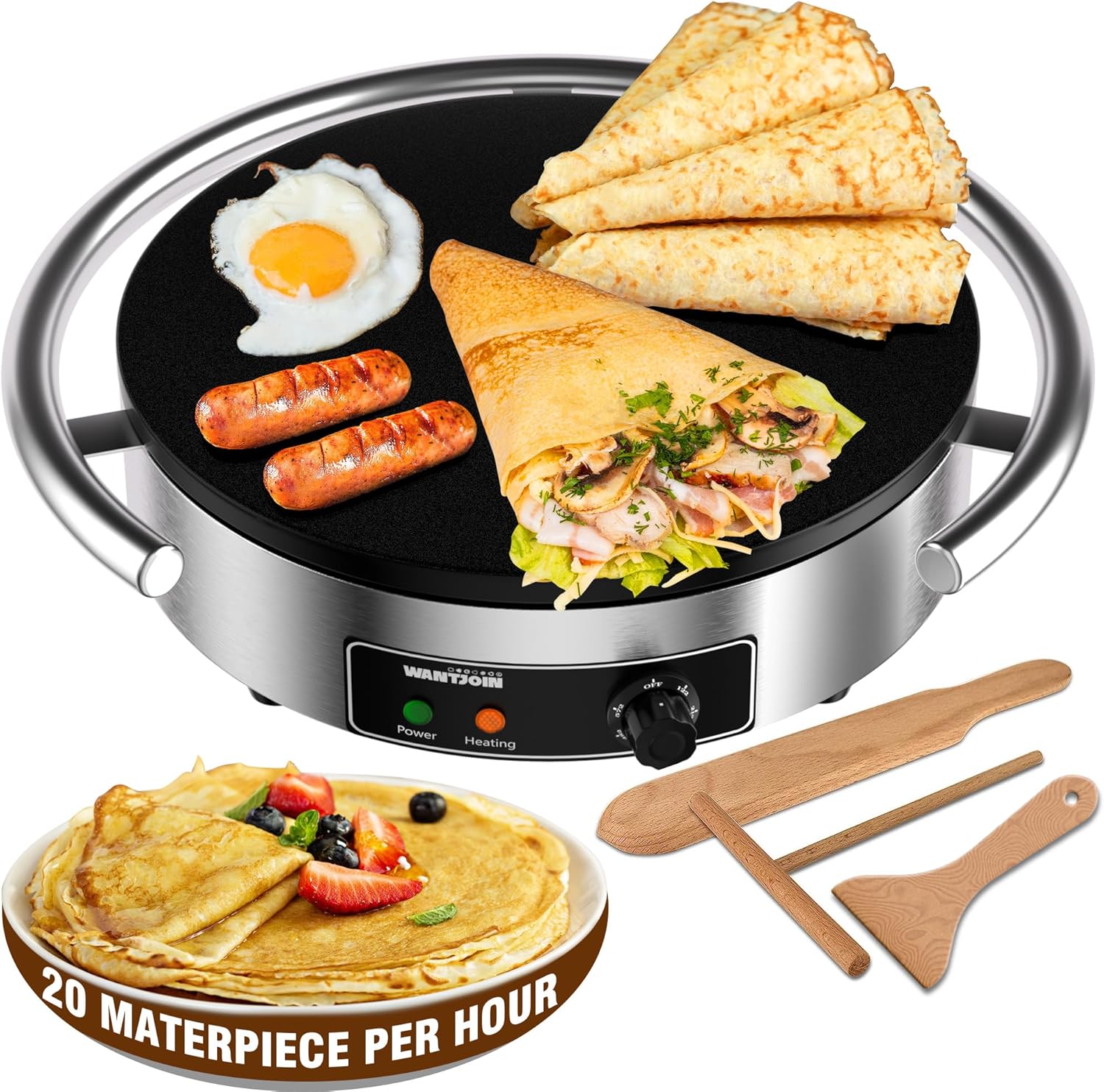 Professional 16 Crepe Maker with Adjustable Temperature