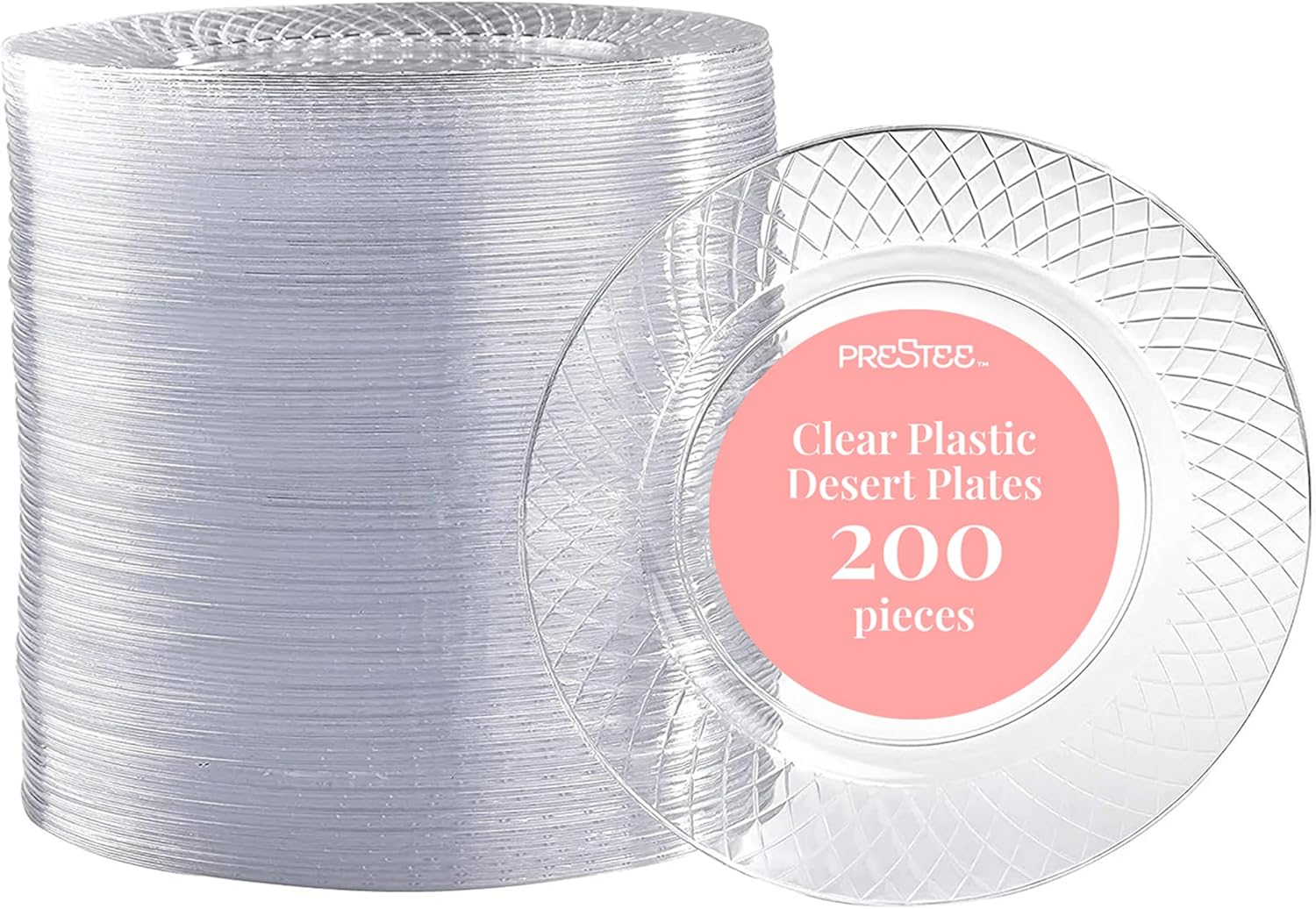Prestee 200 Clear Dessert Plates - Elegant Heavy Duty Plates