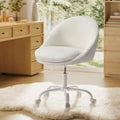 Vanity Chair with Back - Compact Sherpa Swivel Chair for Small Spaces