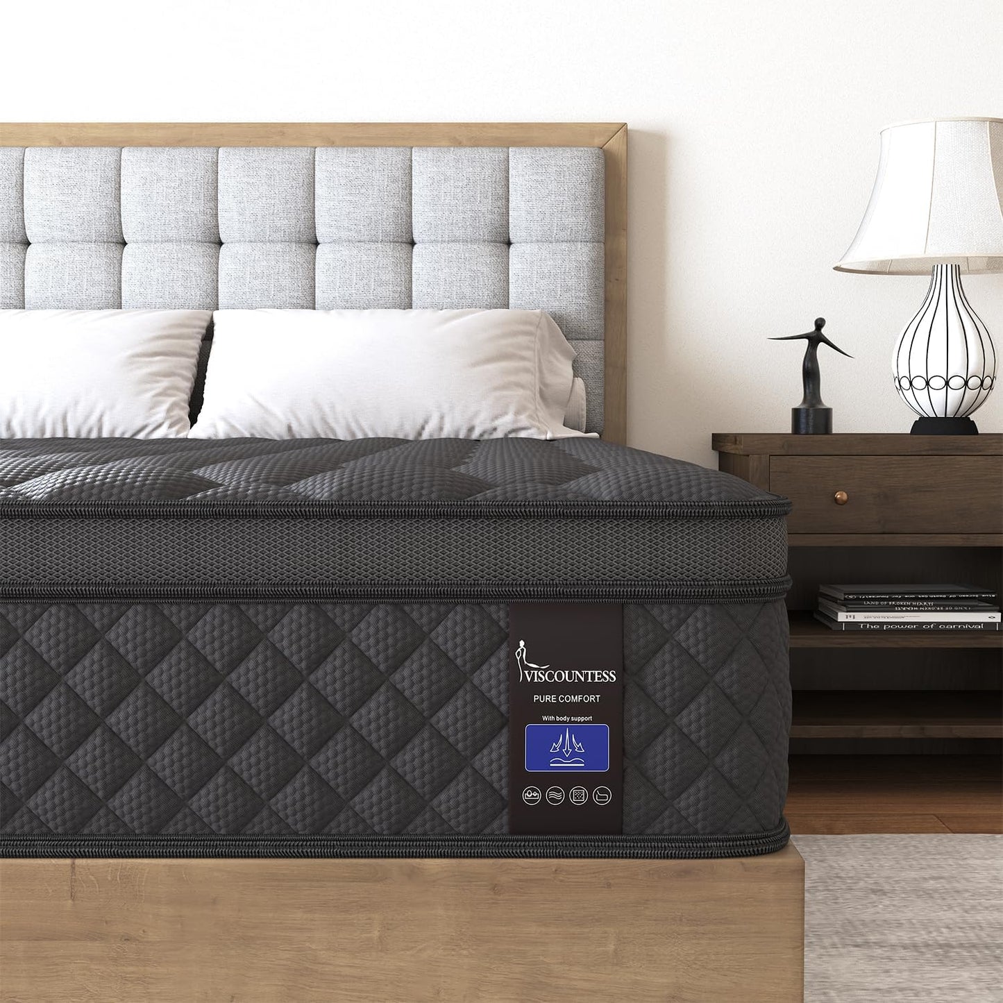Twin Mattress, 14 Inch Medium Hybrid for Back Support & Comfort