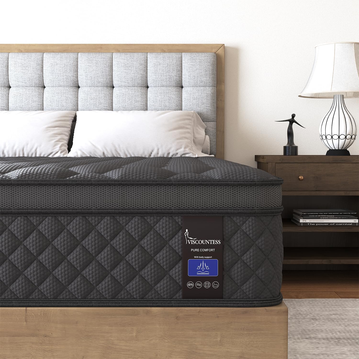 Twin Mattress, 14 Inch Medium Hybrid for Back Support & Comfort